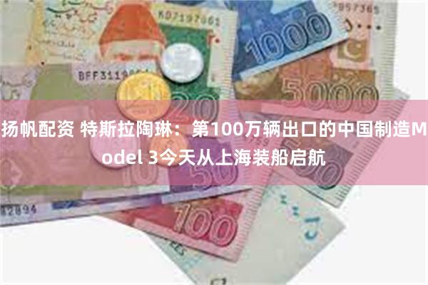 扬帆配资 特斯拉陶琳：第100万辆出口的中国制造Model 3今天从上海装船启航