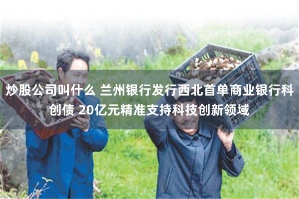 炒股公司叫什么 兰州银行发行西北首单商业银行科创债 20亿元精准支持科技创新领域